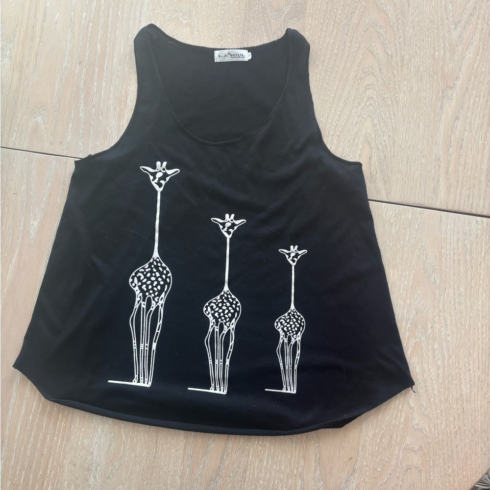 Black Giraffe Print Tank Top